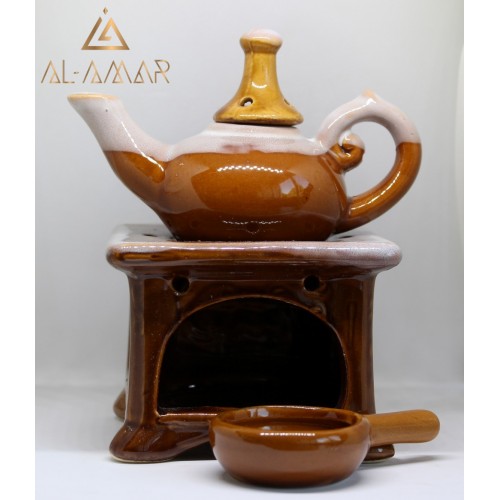 XL AROMA OIL LAMP BROWN TEAPOT SHAPE